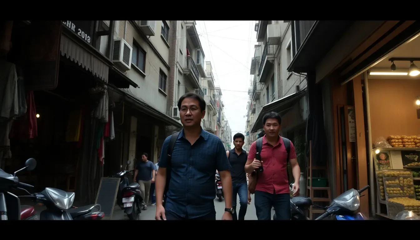 Hanoi Old Quarter streets showing traditional architecture and bustling life for film production