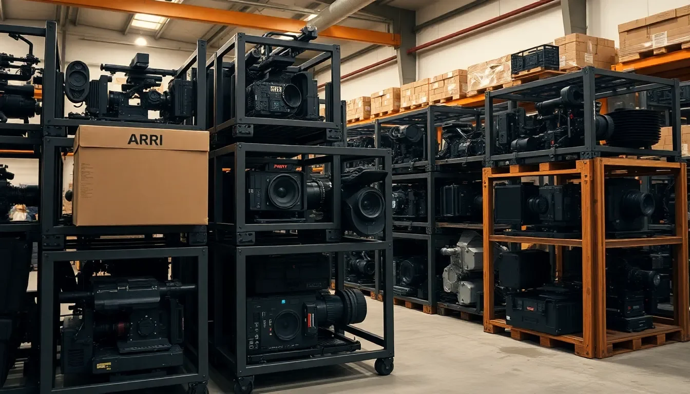Professional film equipment setup including cameras and lighting gear in Vietnam