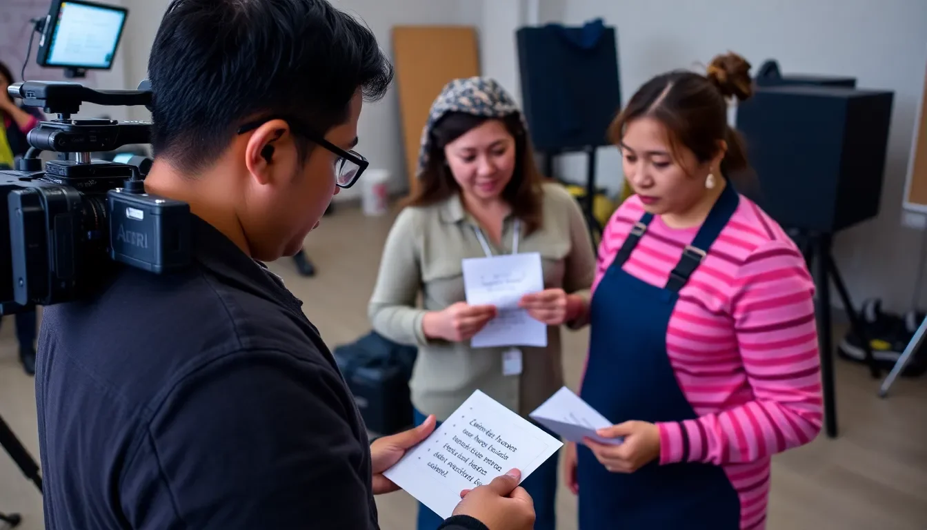 Producer facilitating communication between director and Vietnamese film crew on set