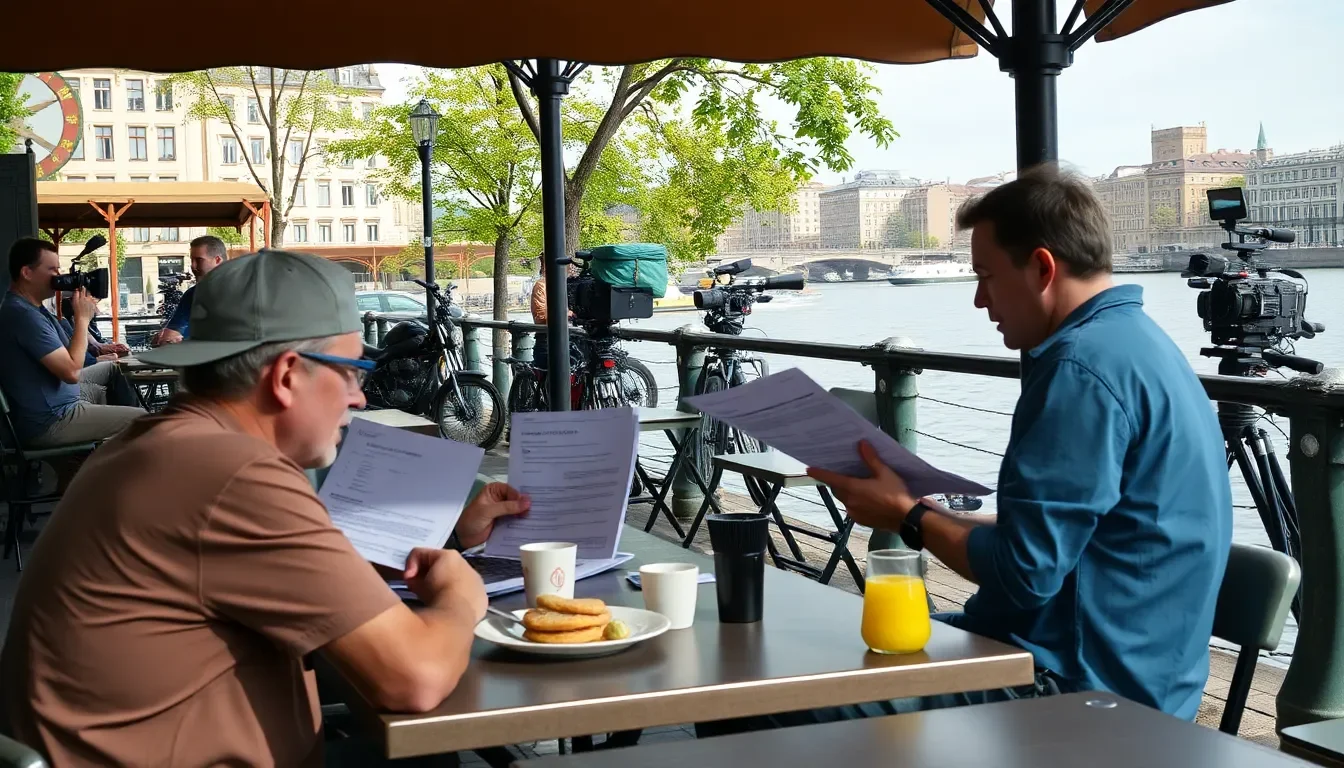 Film production team meeting in Vietnam